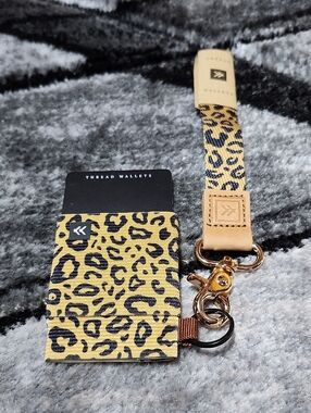 THREAD WALLETS LEOPARD PRINT WRISTLET & MATCHING CARD HOLDER BUNDLE
